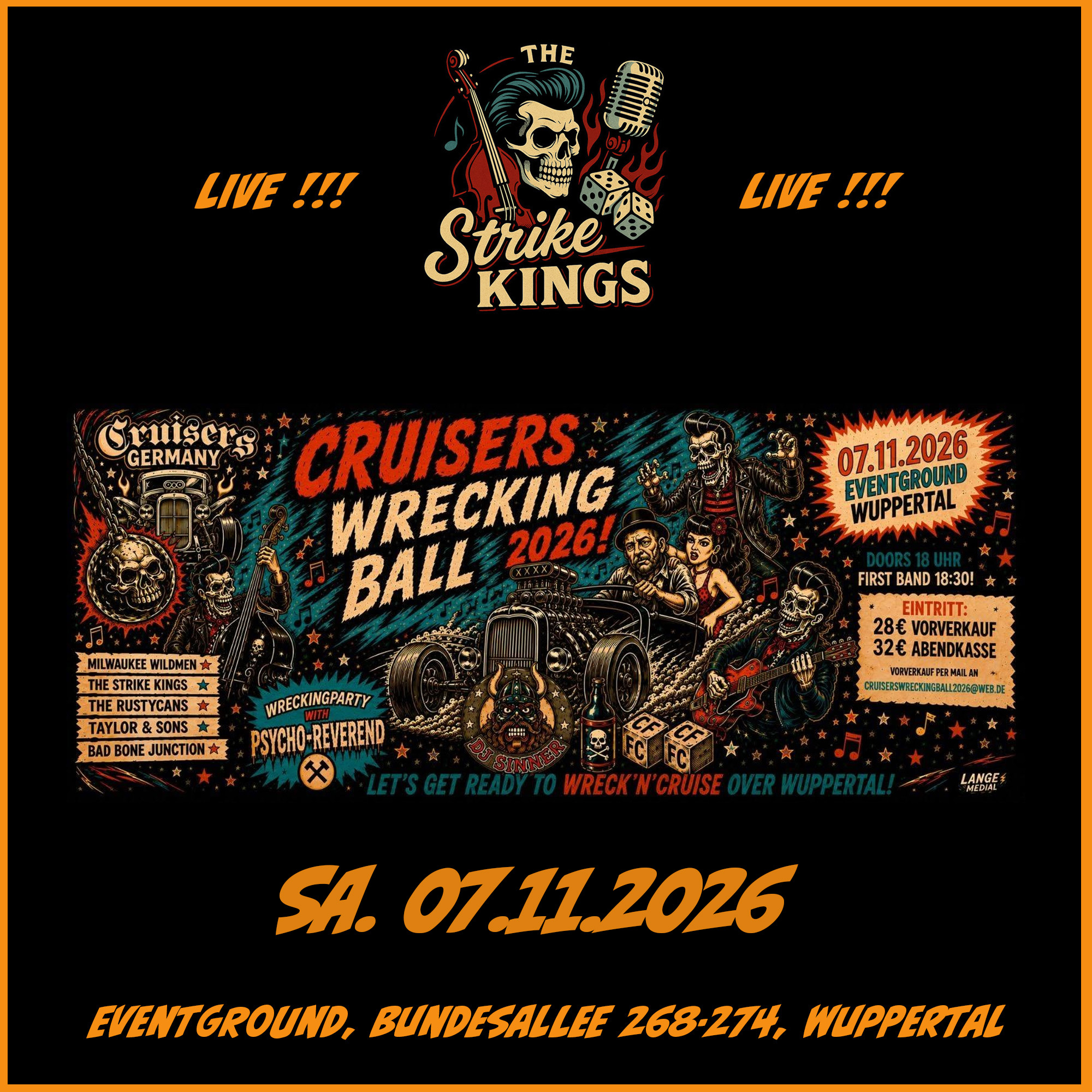 The STRIKE KINGS @ Cruisers Wrecking Ball // Wuppertal // 07.11.2026