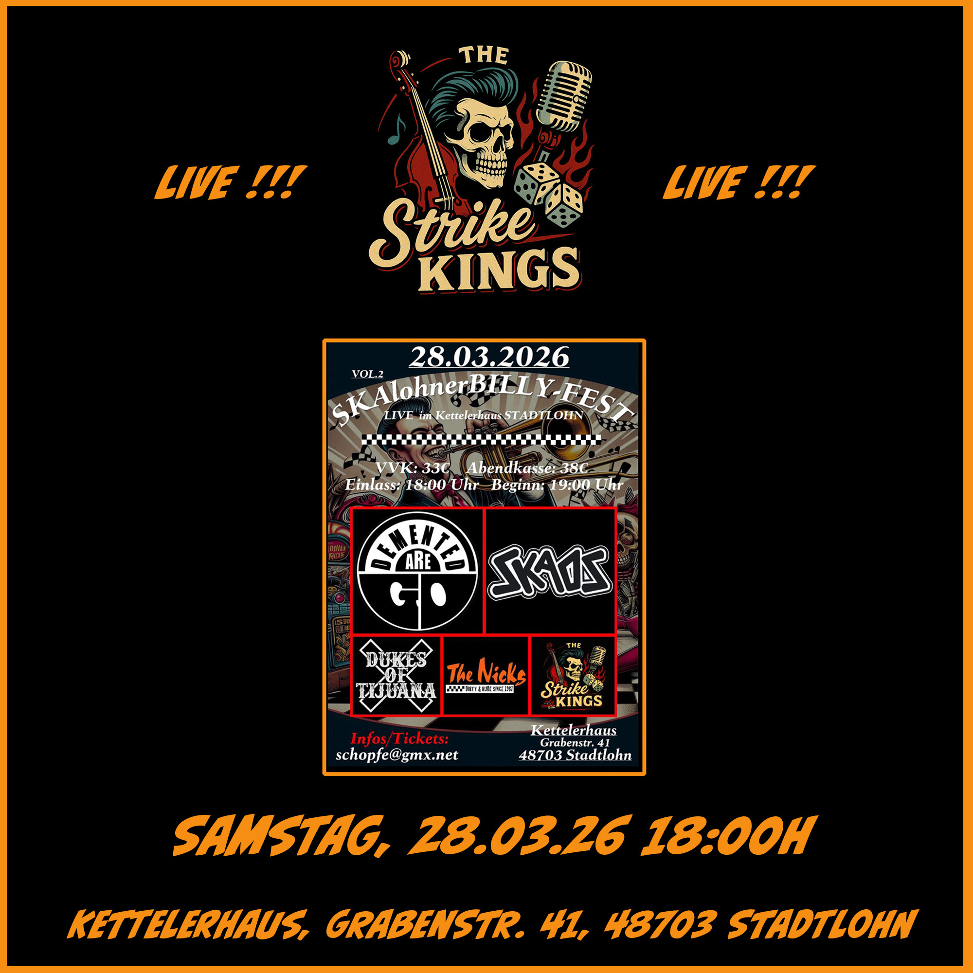The STRIKE KINGS @ SKAlohner Billyfest // Stadtlohn // 28.03.2026